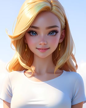 Beautiful cute portrait anime smiling girl with long hair photo