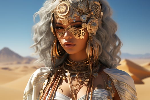 Cover for music album and dressing this girl a gold accessories generated AI photo