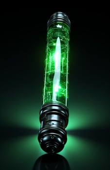 light green light lamp on black background generative AI photo