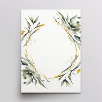 Watercolor natural frame for wedding invitation photo