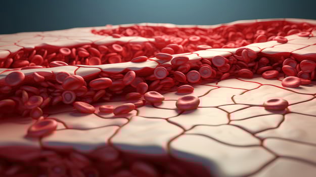 3D illustration mockup of the human organ systems, circulatory, digestive, red and white bloodcells wtih blurred backgroun. Medical education concept, Generative AI illustration photo