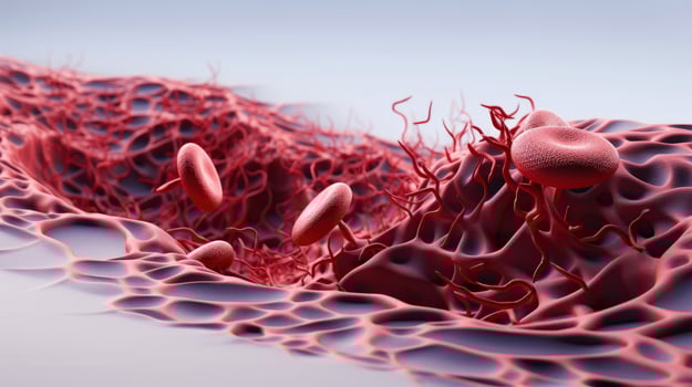 3D illustration mockup of the human organ systems, circulatory, digestive, red and white bloodcells wtih blurred backgroun. Medical education concept, Generative AI illustration photo