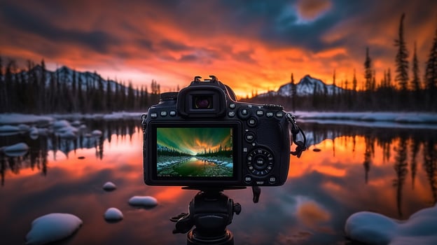 Capture a stunningly realistic landscape with surreal AI Generated Image photo