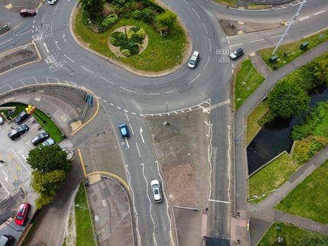 High Angle View of Western Luton City and Residential District. Aerial View of Captured with Drone's Camera on 30th July, 2023. England, UK photo