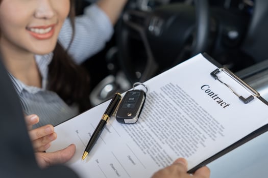 lease, rental car, sell, buy. Dealership send contract and car keys to new owner to sign. Sales, loan credit financial, rent vehicle, insurance, renting, Seller, dealer, installment, car care business photo