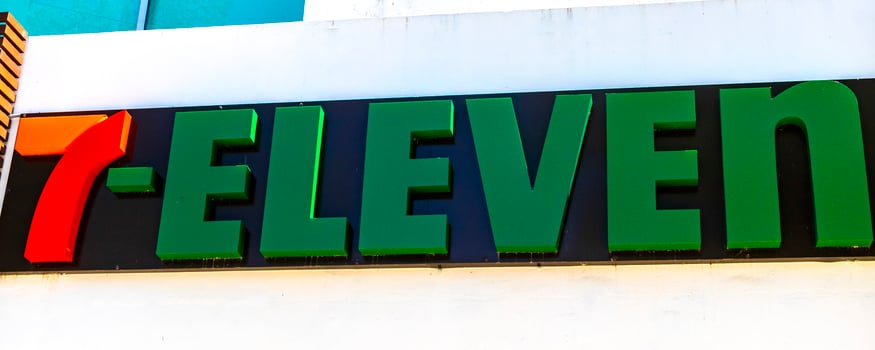 Playa del Carmen Quintana Roo Mexico 2021 7 Eleven shop store entrance logo Playa del Carmen Mexico. photo