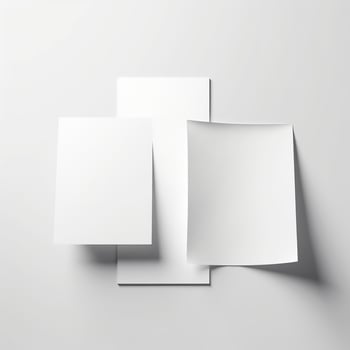 Blank white paper isolated on white background. Generative AI photo
