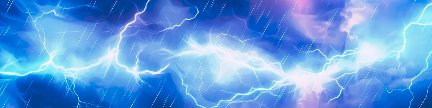 Anime horizontal blue lightning background. Anime cartoon light colors. Generative AI photo