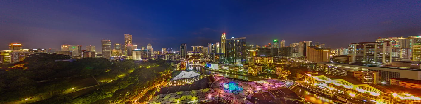 Panoramic view of Singapore skyline with Clark Quay entertainment district photo