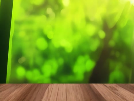 Wooden table on bamboo plant background ai generated photo