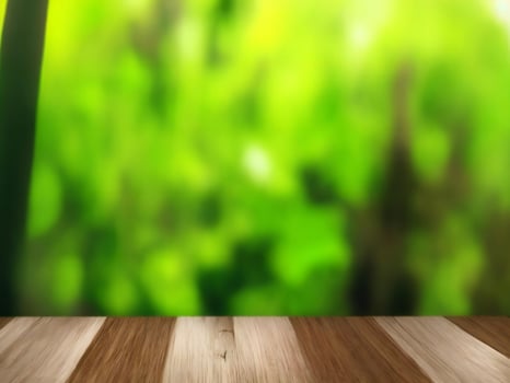 Wooden table on bamboo plant background ai generated photo