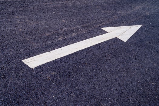 A close up shot of road markings photo