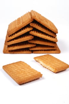 a pile of biscuits on a white background photo