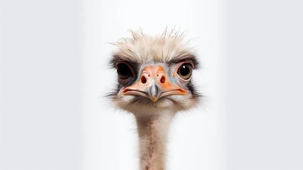 Photo of a ostrich on white background. Generative AI