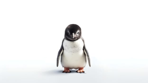 Photo of a Penguin on white background. Generative AI