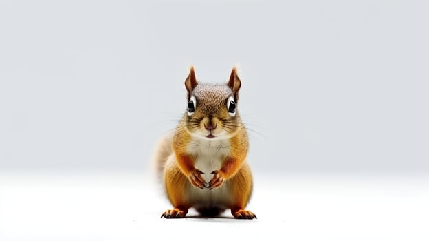 Photo of a squirrel on white background. Generative AI