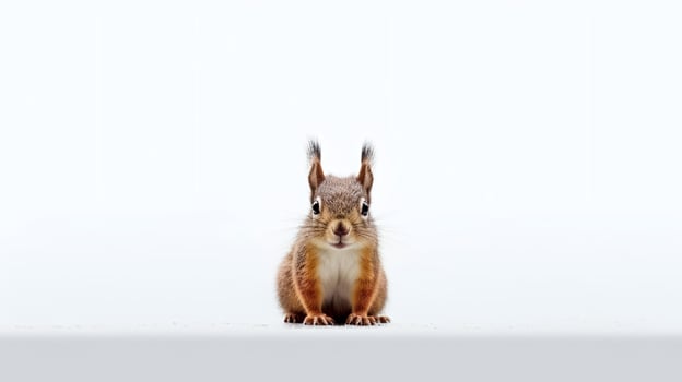 Photo of a squirrel on white background. Generative AI