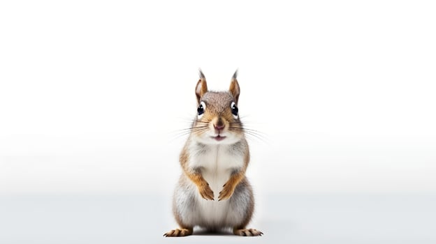 Photo of a squirrel on white background. Generative AI