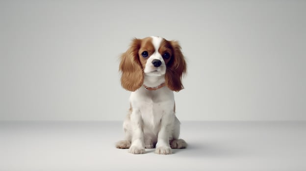 Photo of a cavalier on white background. Generative AI