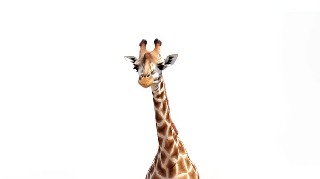 Photo of a giraffe on white background. Generative AI