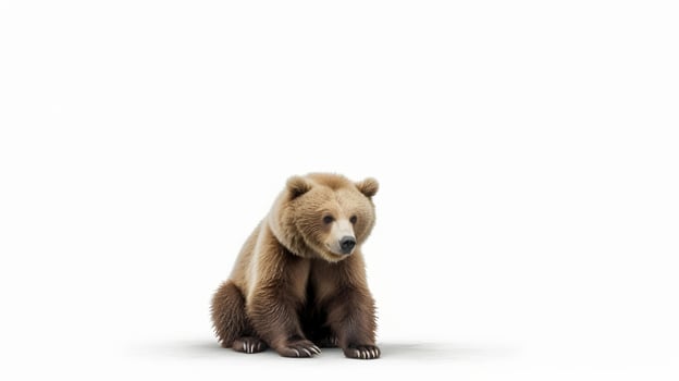 Photo of a american bear on white background. Generative AI