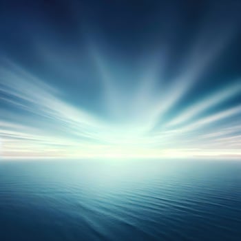 Clouds in motion paint a captivating scene above the ocean's horizon ,AI Generated photo