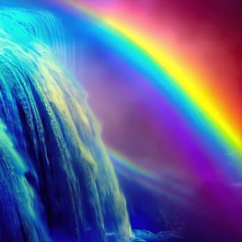 Rainbow on a waterfall ,AI Generated photo