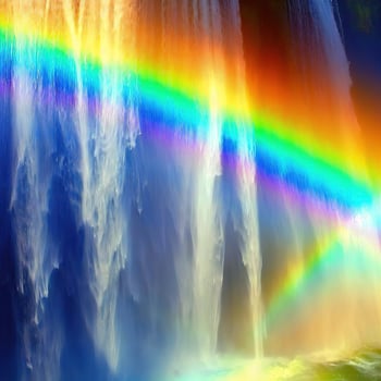 Rainbow on a waterfall ,AI Generated photo