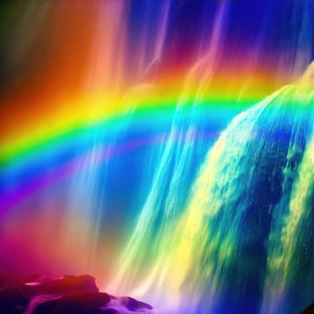 Rainbow on a waterfall ,AI Generated photo