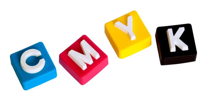 CMYK cubes 3D isolated on white background. photo