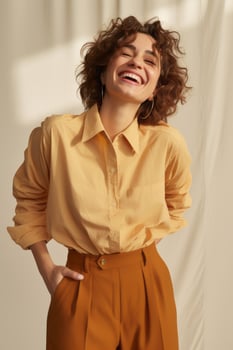 Studio shot of woman dynamic emotional gestures AI Generative photo