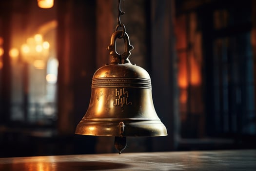 Hotel ring bell on counter desk at front reception. photo