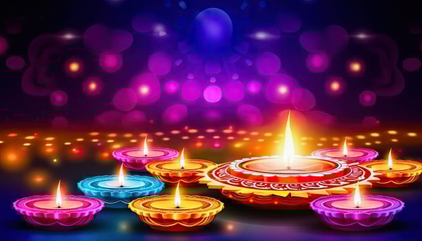 Vibrant Diwali Festival Lights - Celebrate with Color - Generative AI photo