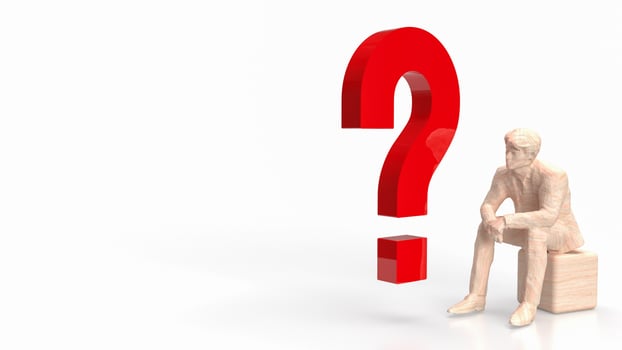 The Business man and red question mark 3d rendering photo