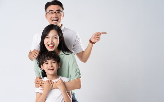 A family on a white background photo