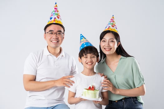A family on a white background photo