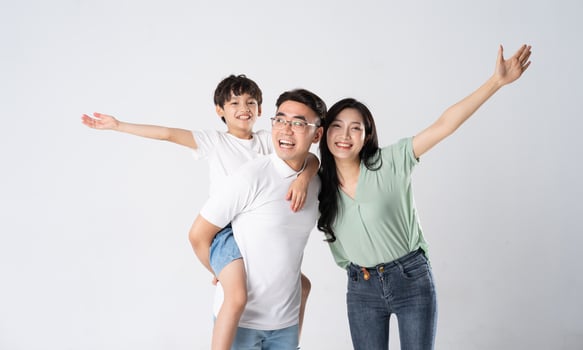 A family on a white background photo