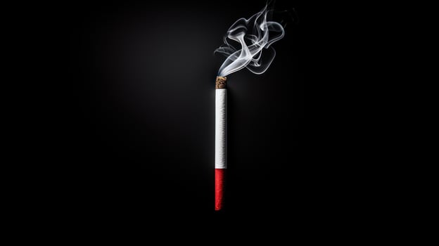 smoldering cigarette smoke on black generative ai photo