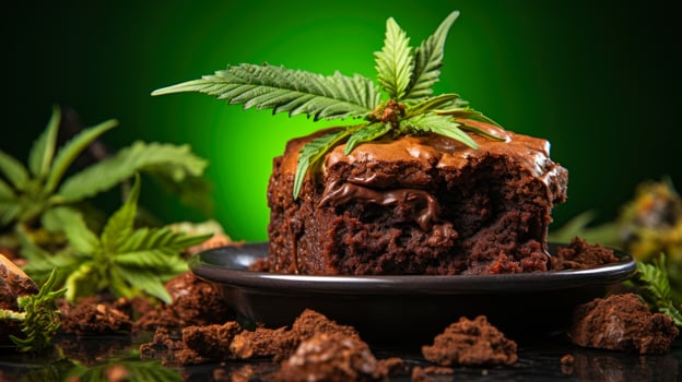 cannabis chocolate cake, recreational drug sweets generative ai photo