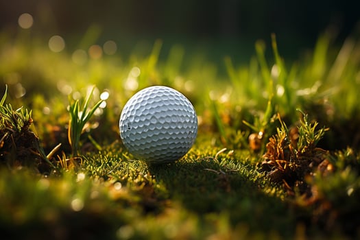 Sun-kissed golf club and ball on green AI Generated photo