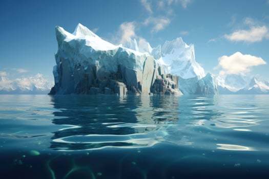 Iceberg floating in ocean. Generative AI photo