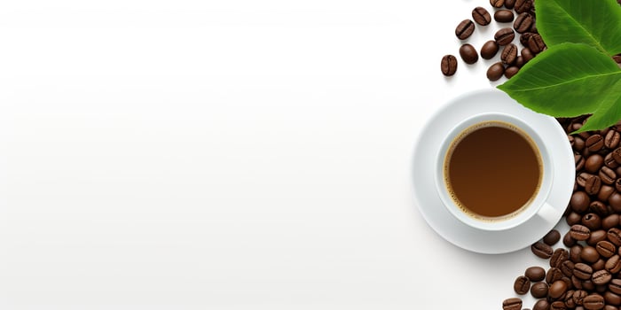 top view glass coffee with coffee beans isolated white background, International Coffee Day concept, AI Generated photo