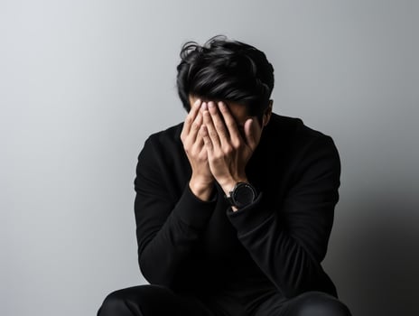 asian man emotional dynamic gestures AI Generative photo
