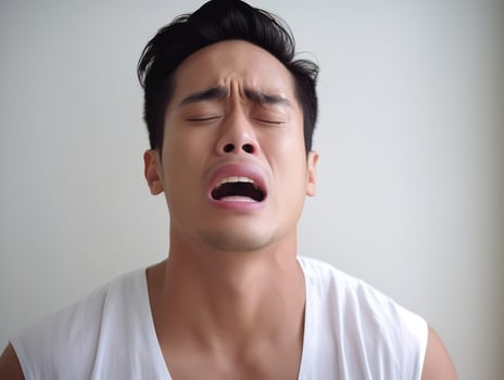 asian man emotional dynamic gestures AI Generative photo