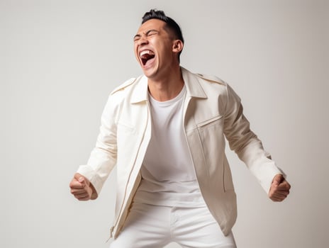asian man emotional dynamic gestures AI Generative photo