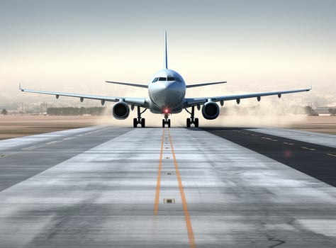 Airplane in sky background photo