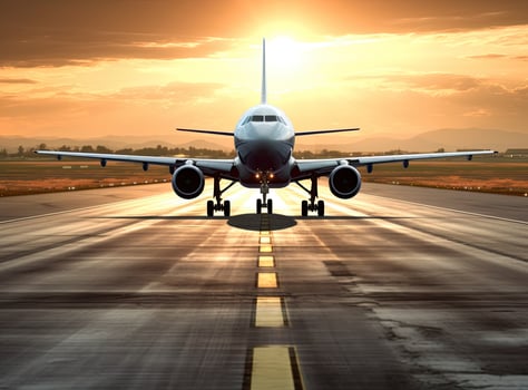 Airplane in sky background photo