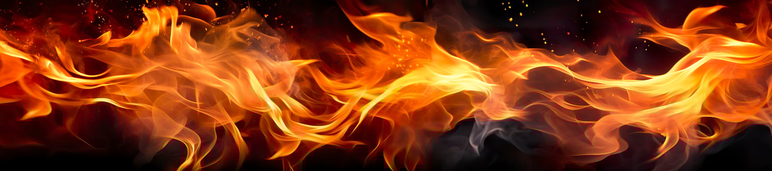 Fire flames on black background. AI Generative photo
