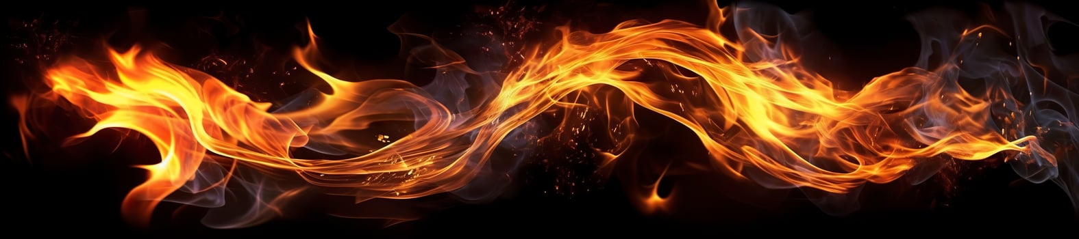 Fire flames on black background. AI Generative photo