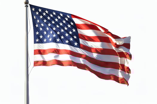 The flag of the United States of America Isolated. solid white backgroud. AI Generative photo